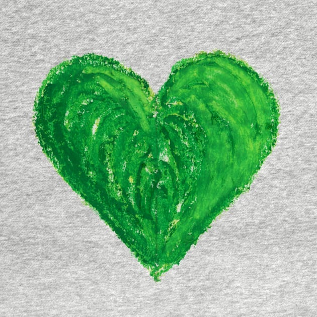 Green Heart Drawn With Oil Pastels On Paper by CrysOdenkirk